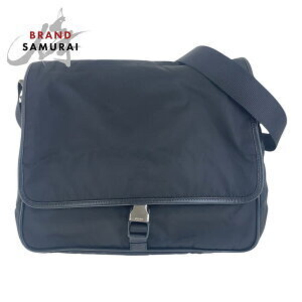 Prada crossbody triangular Tessuto black Nylon shoulder bag logo plate messenger - Picture 2 of 9